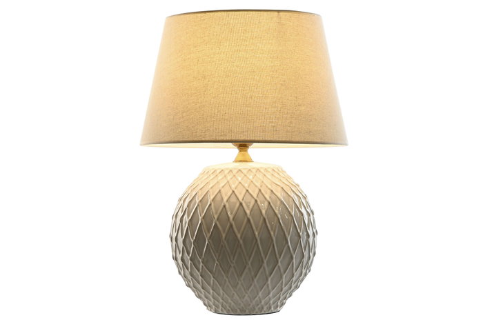 DKD Home Decor Lámpara de Sobremesa de Porcelana y Algodón Blanco