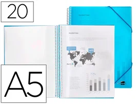 Liderpapel Carpeta escaparate con espiral, 20 fundas, DIN A5, Azul