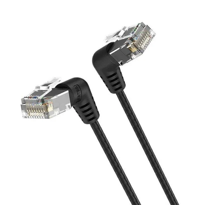 Vention Cable de Red Ethernet RJ45 UTP Cat.6A con Conector de 90 grados, 50 cm, Negro