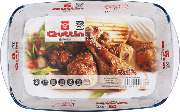 Quttin Pack de 6 Fuentes de Vidrio Rectangulares 3 L