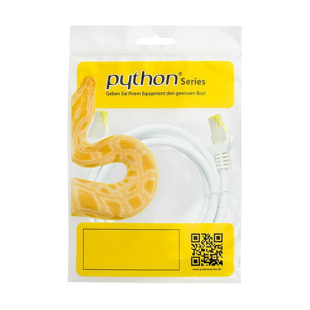 PYTHON Series Cable de red Cat.7 con recubrimiento de nailon blanco 5m