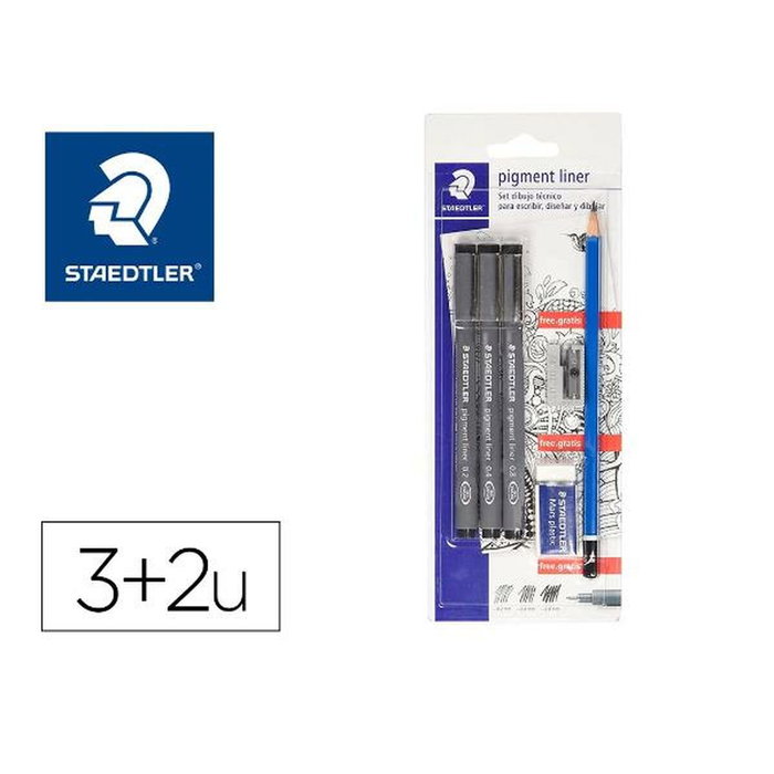 Staedtler Rotulador Calibrado Micrométrico 308 Negro de 3 unidades con Regalos