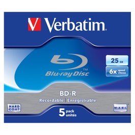 Verbatim 5 BD-R Discos Blu-Ray 25GB 6x Jewel Case 43715
