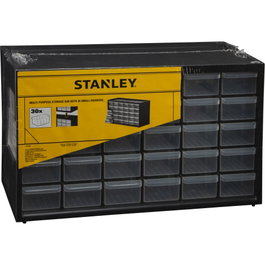 Stanley Armario de almacenamiento con 30 cajones, Negro/Gris