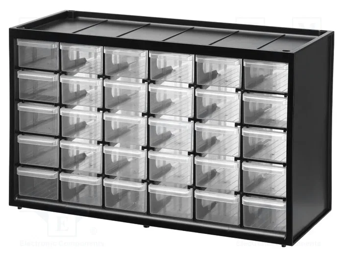 Stanley Armario de almacenamiento con 30 cajones, Negro/Gris