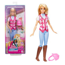 Barbie Muñeca Barbie Malibu Jinete De Equitación Hxj38 Mattel Inspirada en Serie de Netflix Barbie Mysteries: The Great Horse Chase con Chaleco y Casco Extraíbles
