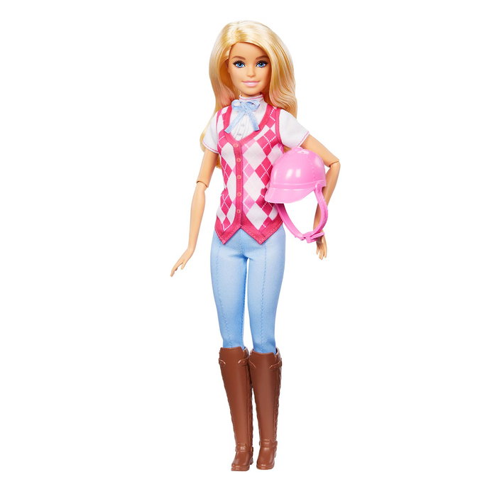 Barbie Muñeca Barbie Malibu Jinete De Equitación Hxj38 Mattel Inspirada en Serie de Netflix Barbie Mysteries: The Great Horse Chase con Chaleco y Casco Extraíbles