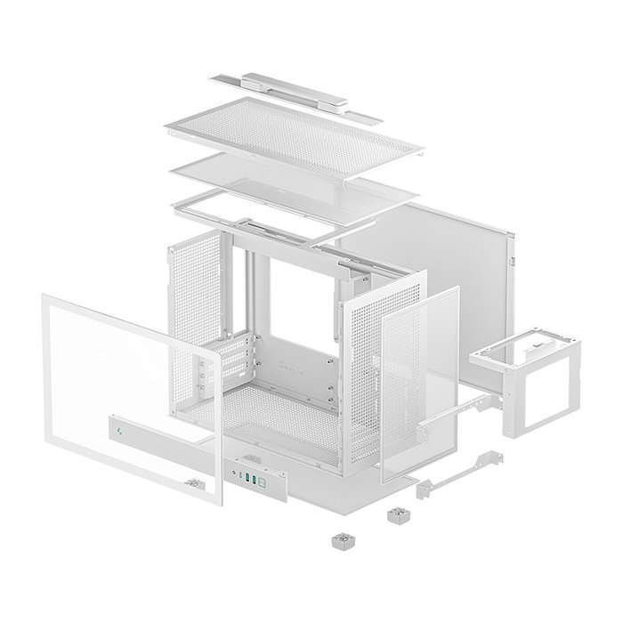 DeepCool CH160 PLUS White, Caja PC SFF Mini ITX, Blanco, Ventana Lateral, Soporta micro ATX/Mini-ITX, Ventiladores 120/140 mm, Radiador 240 mm, GPU 34.2 cm, 4 Ranuras