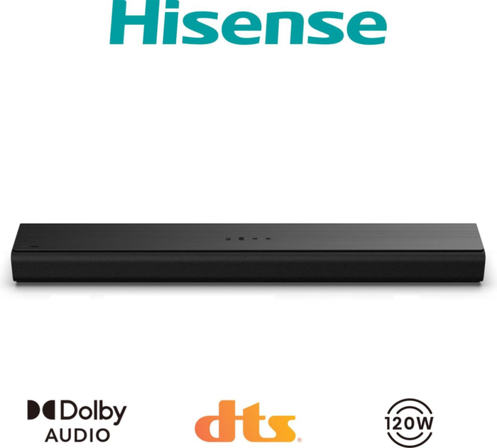Hisense Barra de Sonido HS1000 Negro 2.0 Canales 120W con DTS Virtual:X y Dolby Audio