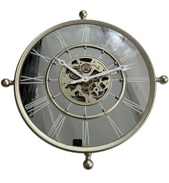 DKD Home Decor Reloj de Pared de Hierro y Espejo Champán 67x67 cm