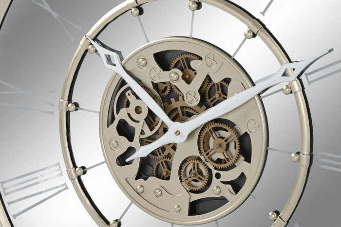 DKD Home Decor Reloj de Pared de Hierro y Espejo Champán 67x67 cm DKD Home Decor Reloj de Pared de Hierro y Espejo Champán 67x67 cm