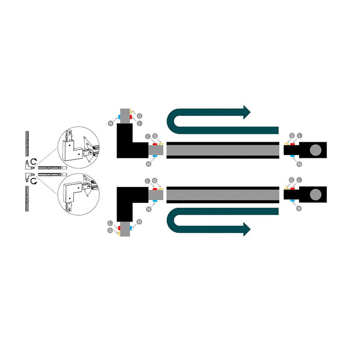 Philips Easylink Conector en L Horario para Sistema de Iluminación de Carril, Giro 90°, Negro, 1800W Máx., 220-240V