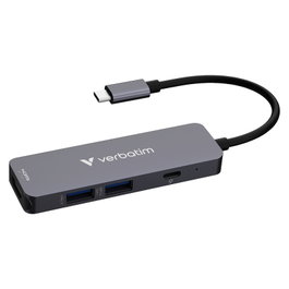 Verbatim Hub 32155 USB-C con HDMI 4K 60Hz, USB 3.1 y PD 100W, Gris