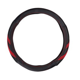 Dunlop Funda para Volante Negra con Detalles Rojos, Ø 37-39 cm, de Poliuretano Antideslizante para Mayoría de Vehículos