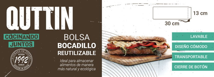 Quttin Bolsa Para Bocadillo Reutilizable 13 x 30 cm (24 Unidades) Quttin Bolsa Para Bocadillo Reutilizable 13 x 30 cm (24 Unidades)