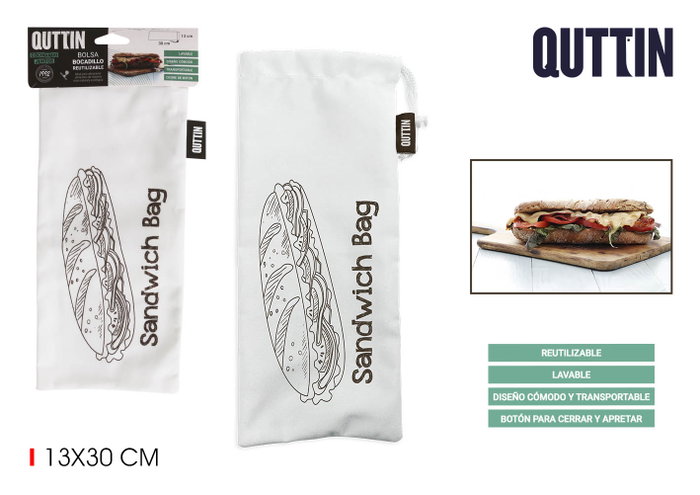 Quttin Bolsa Para Bocadillo Reutilizable 13 x 30 cm (24 Unidades) Quttin Bolsa Para Bocadillo Reutilizable 13 x 30 cm (24 Unidades)