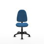 Silla de oficina Algarra con mecanismo Contacto permanente básico tapizada con Similpiel color Azul claro. Equipada con Base poliamida negra, Sin brazos y Ruedas autofrenantes