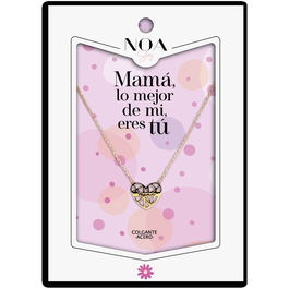 NOA STORY Colgante Corazon Mama Acero Dorado Mama Lo Mejor de mi Vida Eres Tu