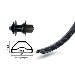 XLC Rueda trasera Rodi Ready 25 Disc 27.5" 32 agujeros Aluminio Negro Eje pasante 12mm