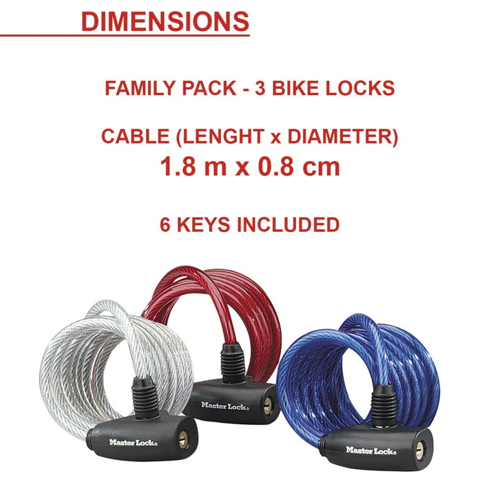 Master Lock 3x1 Master Lock 8mm Cable Lock 8127EURTRI