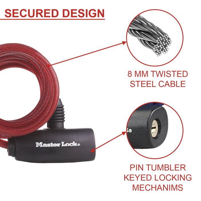 Master Lock 3x1 Master Lock 8mm Cable Lock 8127EURTRI
