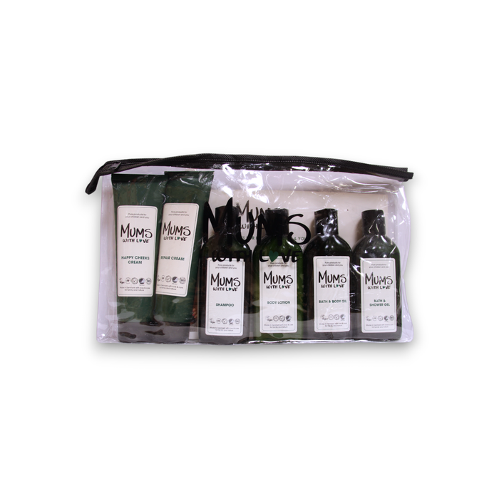 Starter Kit Set Mums With Love: Mums With Love, Hydrating, Body Lotion, 100 ml + Mums With Love, Hair Shampoo, For Cleansing, 100 ml + Mums With Love, Shower Gel, For All Skin Types, 100 ml + Mums With Love, Cleansing, Bath Oil, 100 ml + Happy Cheeks, Rep