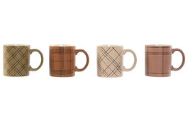 DKD Home Decor Juego de Tazas de Porcelana Lineas Surtido 390ml