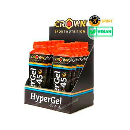 Crown Sport Nutrition Hypergel 45 Gel Energético con Cafeína, Sabor Fresa, 10 Unidades x 75g, Apto Veganos, Certificado Informed-Sport