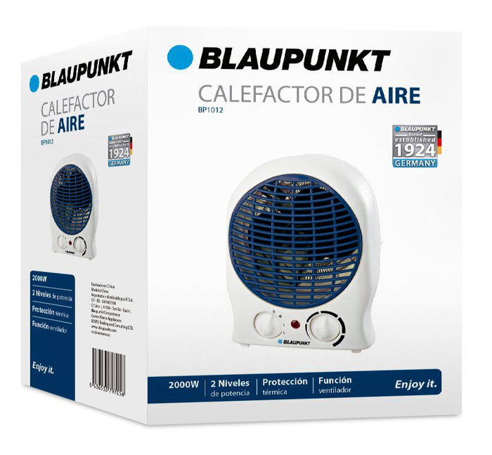 BLAUPUNKT - Calefactor portátil eléctrico de 2000W, calefacción rápida