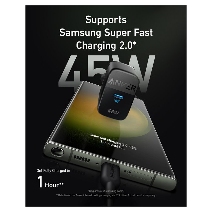 Anker 313 Charger 45W USB-C Cargador Negro