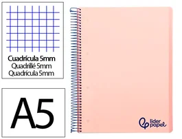 Liderpapel Cuaderno Espiral A5 Micro Wonder Rosa 120 Hojas Cuadriculado 5mm