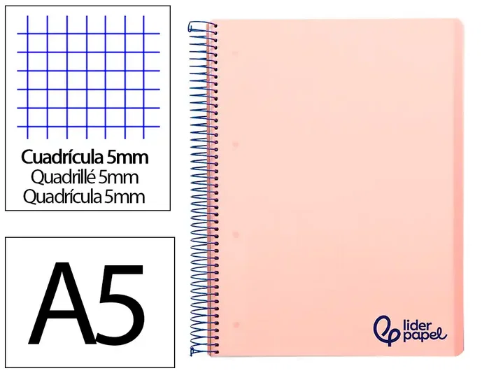 Liderpapel Cuaderno Espiral A5 Micro Wonder Rosa 120 Hojas Cuadriculado 5mm Liderpapel Cuaderno Espiral A5 Micro Wonder Rosa 120 Hojas Cuadriculado 5mm