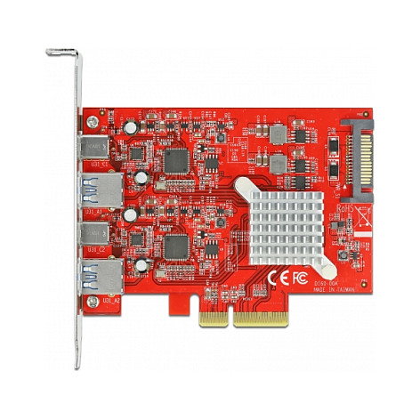 DeLOCK Tarjeta de Expansión PCI Express x4 a USB 3.2 Gen 2 (USB 3.1 Gen 2) con 2 Puertos USB Tipo-C y 2 Puertos USB Tipo-A - Dual Channel, 10 Gbps