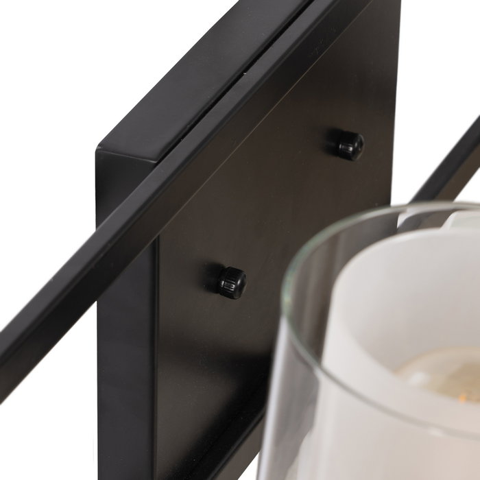 Aplique Pared Negro Metal / Cristal 56 X 17 X 21 cm