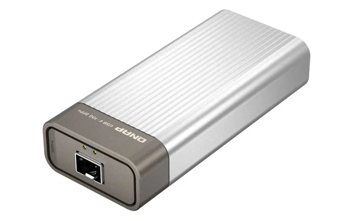 QNAP QNA-UC10G1SF Adaptador de Red USB 4 Type-C a 1 puerto 10GbE SFP+ Plata QNAP QNA-UC10G1SF Adaptador de Red USB 4 Type-C a 1 puerto 10GbE SFP+ Plata