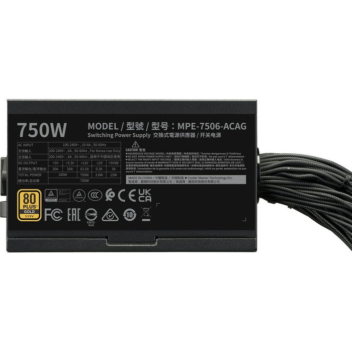 Cooler Master MWE Gold V3 750W ATX 3.1 Non-Modular No Modular Negro Cooler Master MWE Gold V3 750W ATX 3.1 Non-Modular No Modular Negro