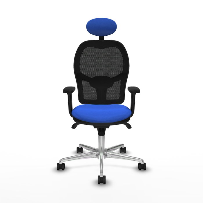 PIQUERAS Y CRESPO Silla de oficina Jorquera con mecanismo Sincro, Tela Azul y Malla Negra