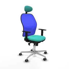 PIQUERAS Y CRESPO Silla de oficina Jorquera con mecanismo Sincro, Turquesa y Azul
