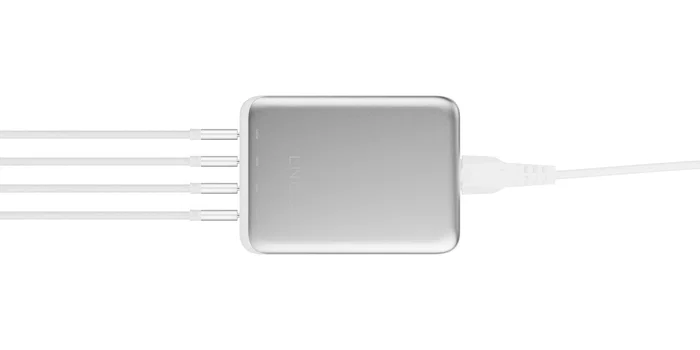 LINQ LQDC240 Cargador de escritorio 4 puertos USB-C PD 3.1 240W GaN2, carga simultánea MacBook Pro/Air, 140W por puerto, diseño aluminio, Universal