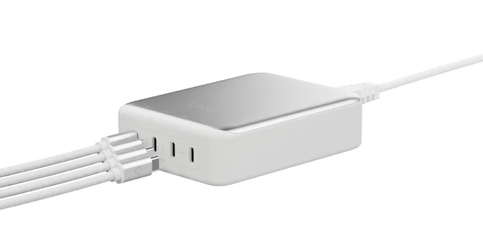 LINQ LQDC240 Cargador de escritorio 4 puertos USB-C PD 3.1 240W GaN2, carga simultánea MacBook Pro/Air, 140W por puerto, diseño aluminio, Universal