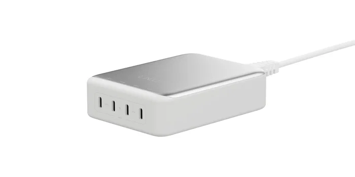 LINQ LQDC240 Cargador de escritorio 4 puertos USB-C PD 3.1 240W GaN2, carga simultánea MacBook Pro/Air, 140W por puerto, diseño aluminio, Universal
