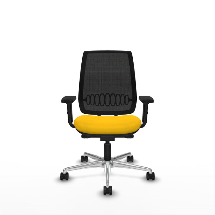 PIQUERAS Y CRESPO Silla de oficina Alares malla negra Bali amarillo brazos 2D