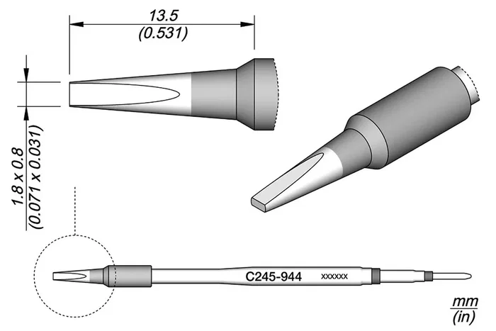 JBC TOOLS Punta de soldadura tipo destornillador 1,8x0,8mm