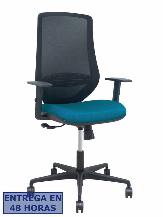 PIQUERAS Y CRESPO Silla Mardos con Mecanismo Sincro, Malla Negra y Asiento Verde Petróleo PIQUERAS Y CRESPO Silla Mardos con Mecanismo Sincro, Malla Negra y Asiento Verde Petróleo