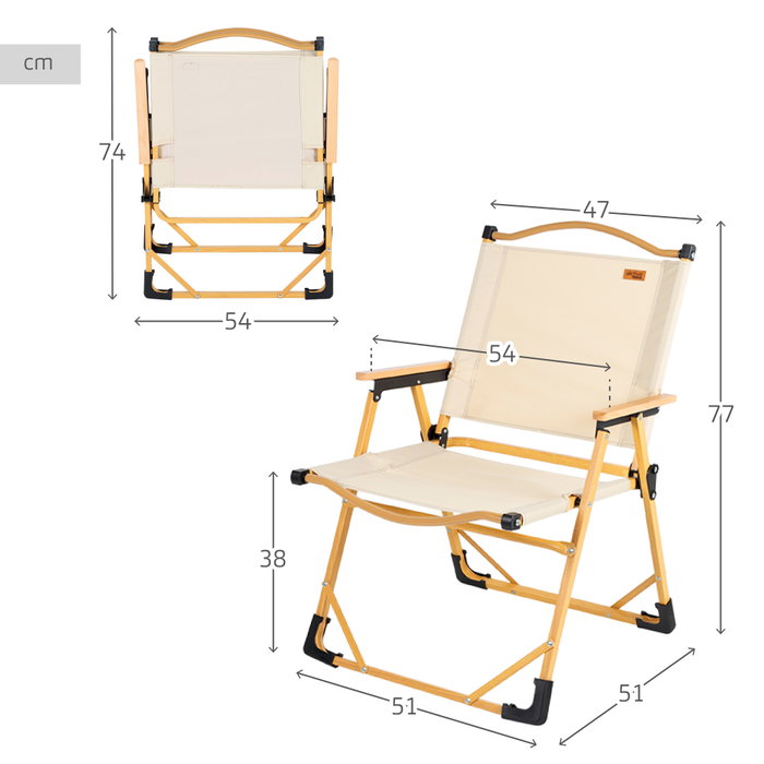 Aktive Silla plegable alta glamping crema aluminio