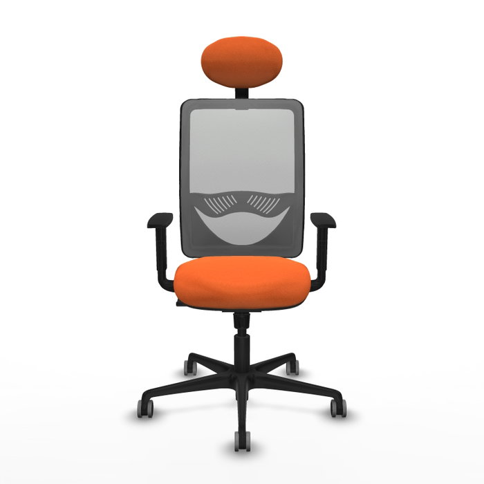 PIQUERAS Y CRESPO Silla de oficina Zulema con mecanismo Sincro, Tela Naranja y Malla Gris