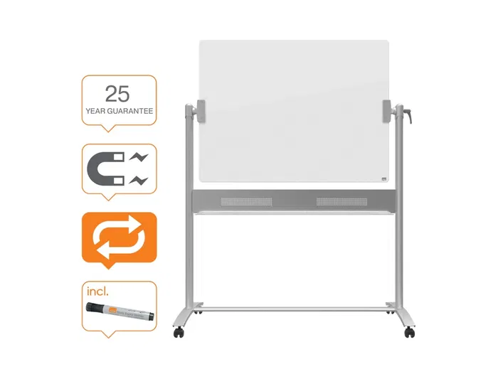 Nobo Pizarra Magnética Móvil 120x90 cm Cristal Blanco Brillante
