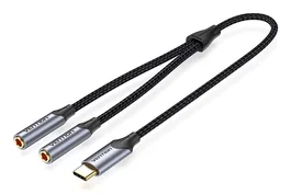 Vention Conversor USB-C Macho a 2x Jack 3.5 mm Hembra BGNHY Gris