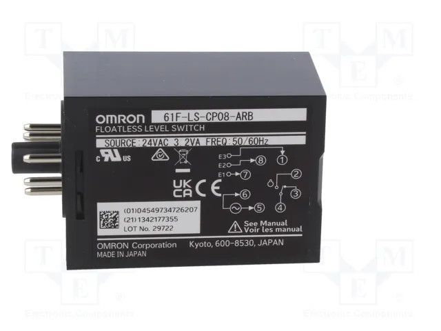 OMRON Relé de monitorización de nivel para líquido conductivo 61F-LS-CP08-ARB OMRON Relé de monitorización de nivel para líquido conductivo 61F-LS-CP08-ARB
