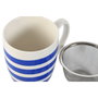 DKD Home Decor Set de 4 Tazas de Porcelana para Infusiones, Azul y Rojo, 380 ml